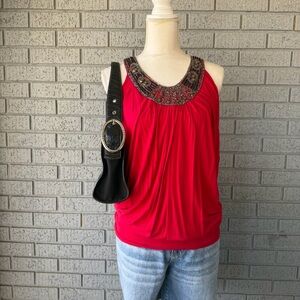 Y2K Cache Halter Top Red Size Medium Made in USA Going Out Top